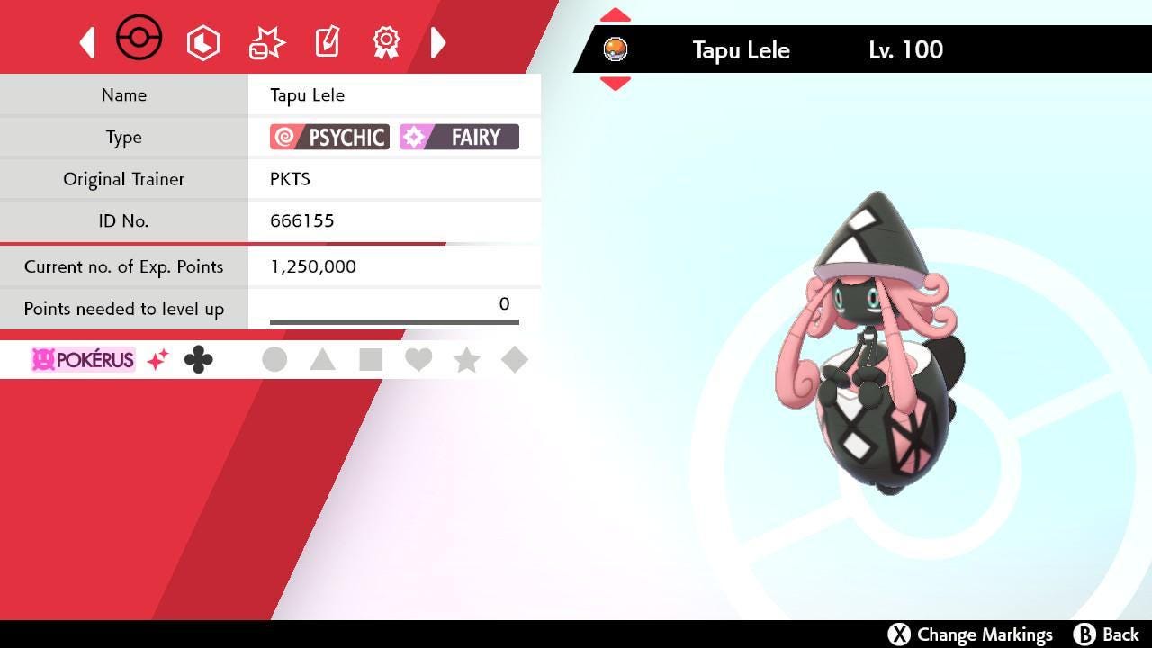 Shiny 6IV TAPU LELE Pokemon Sword Shield 6IV Competitive Battle Ready – Sword & Shield Pokémon card photo