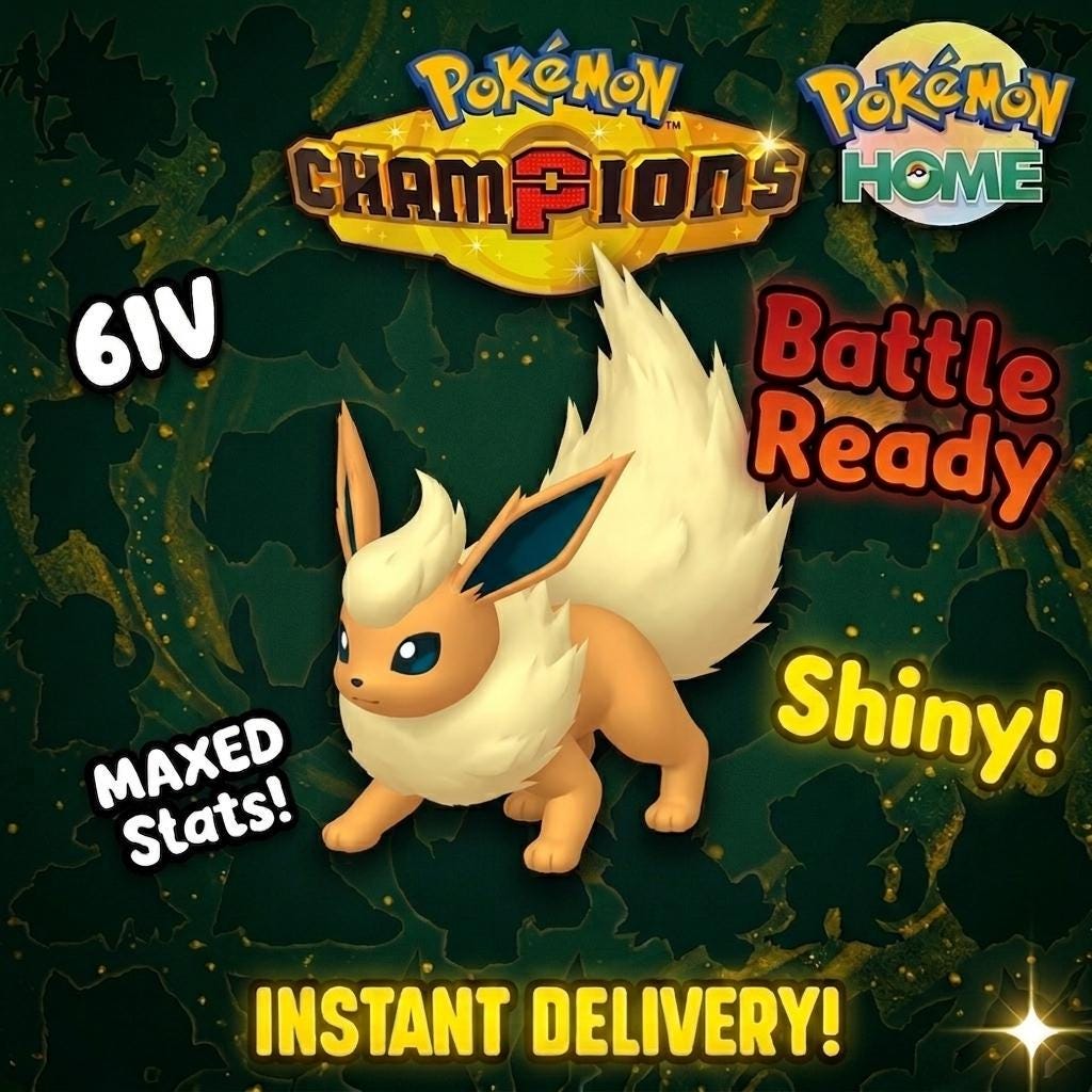 Shiny Flareon Pokémon Champions 6IV Competitive Battle Ready – Champions Pokémon card photo