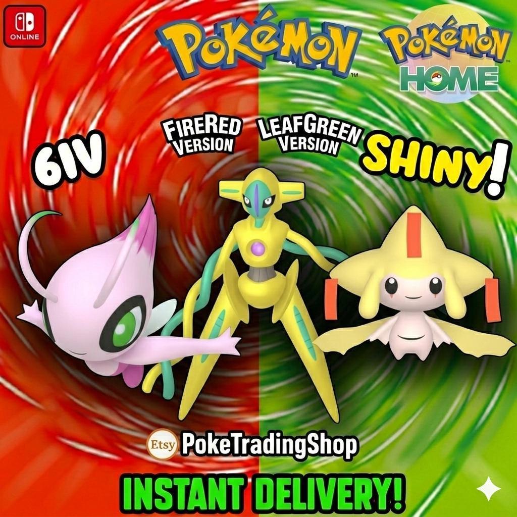 Foto de la carta Pokémon Pokémon FIRERED LEAFGREEN Auténtico LEGENDARIOS Shiny Deoxys Jirachi Celebi Transferencia a Pokemon Home Switch 2 30º Aniversario