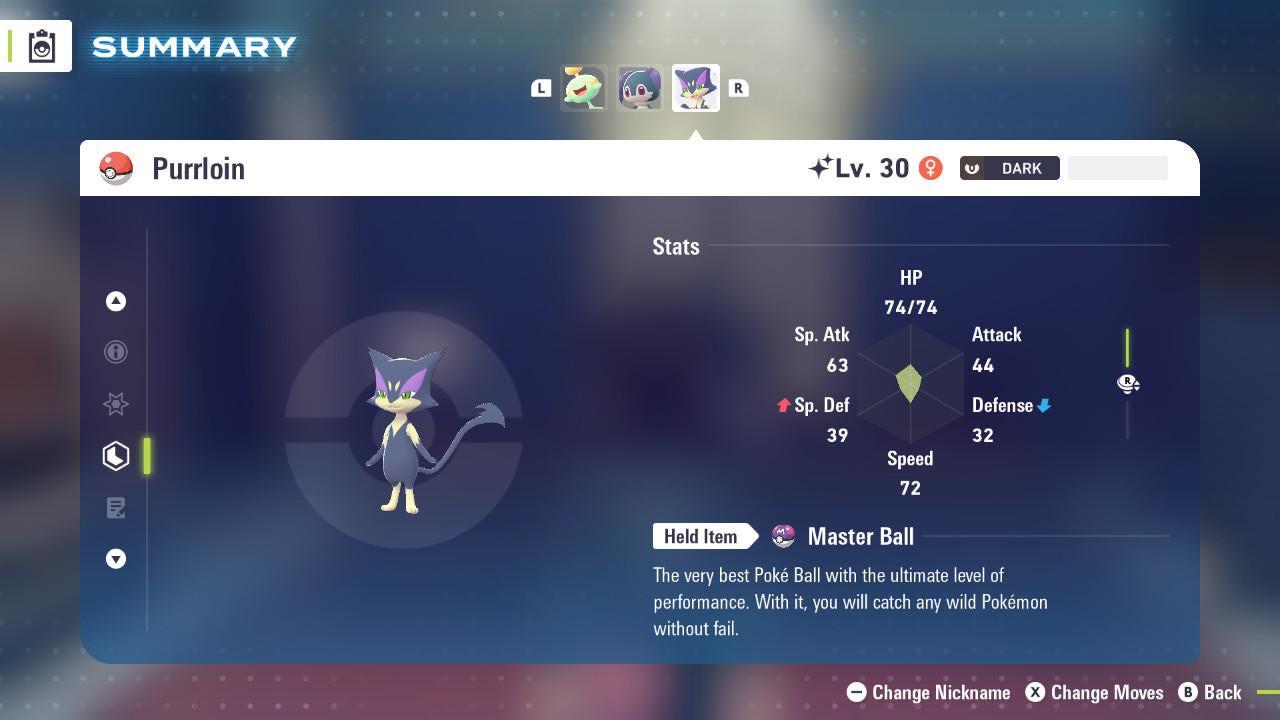 Shiny Purrloin Pokemon Legends ZA Mega Dimension DLC 6IV Competitive Battle Ready Pokémon card photo
