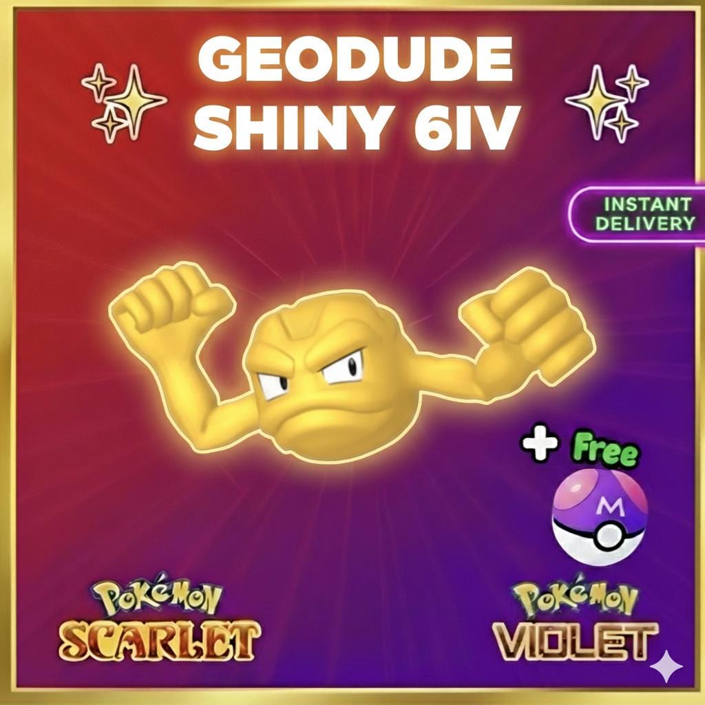 Pokemon Scarlet and Violet Shiny GEODUDE 6IV Competitive Battle Ready Pokémon card photo
