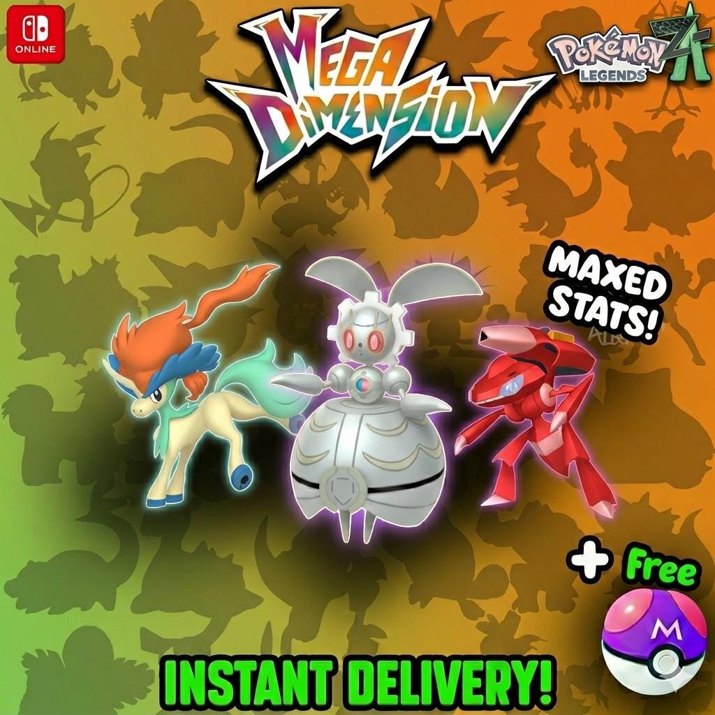 Foto de la carta Pokémon Pokemon ZA Pack Trío Mítico Shiny de Teselia Shiny 6IV Pokémon Legends ZA 6IV Listo para la batalla competitiva Cualquier objeto equipado Mega Evolución