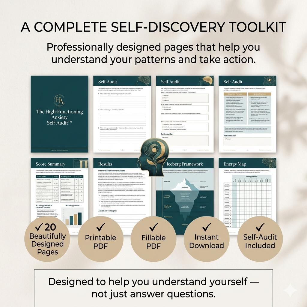 High Functioning Anxiety Workbook Self Audit Overthinking People Pleasing Boundaries PDF Pokémon card photo 10