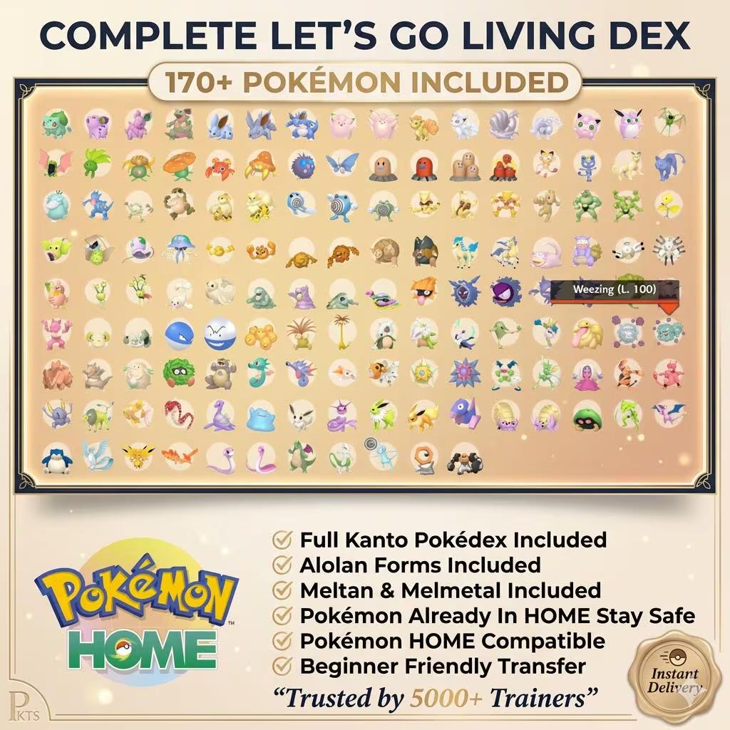Complete Lets Go Pikachu Eevee Living Dex Pokémon HOME Kanto Pokedex Pokémon card photo 5