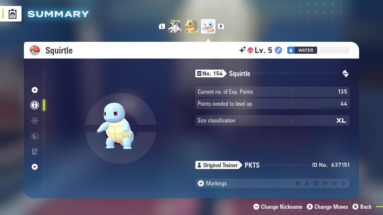 Pokemon Za Lvl 5 Modest SHINY ALPHA 6IV Squirtle Pokémon Legends ZA 6IV Competitive Battle Ready Pokémon card photo 3