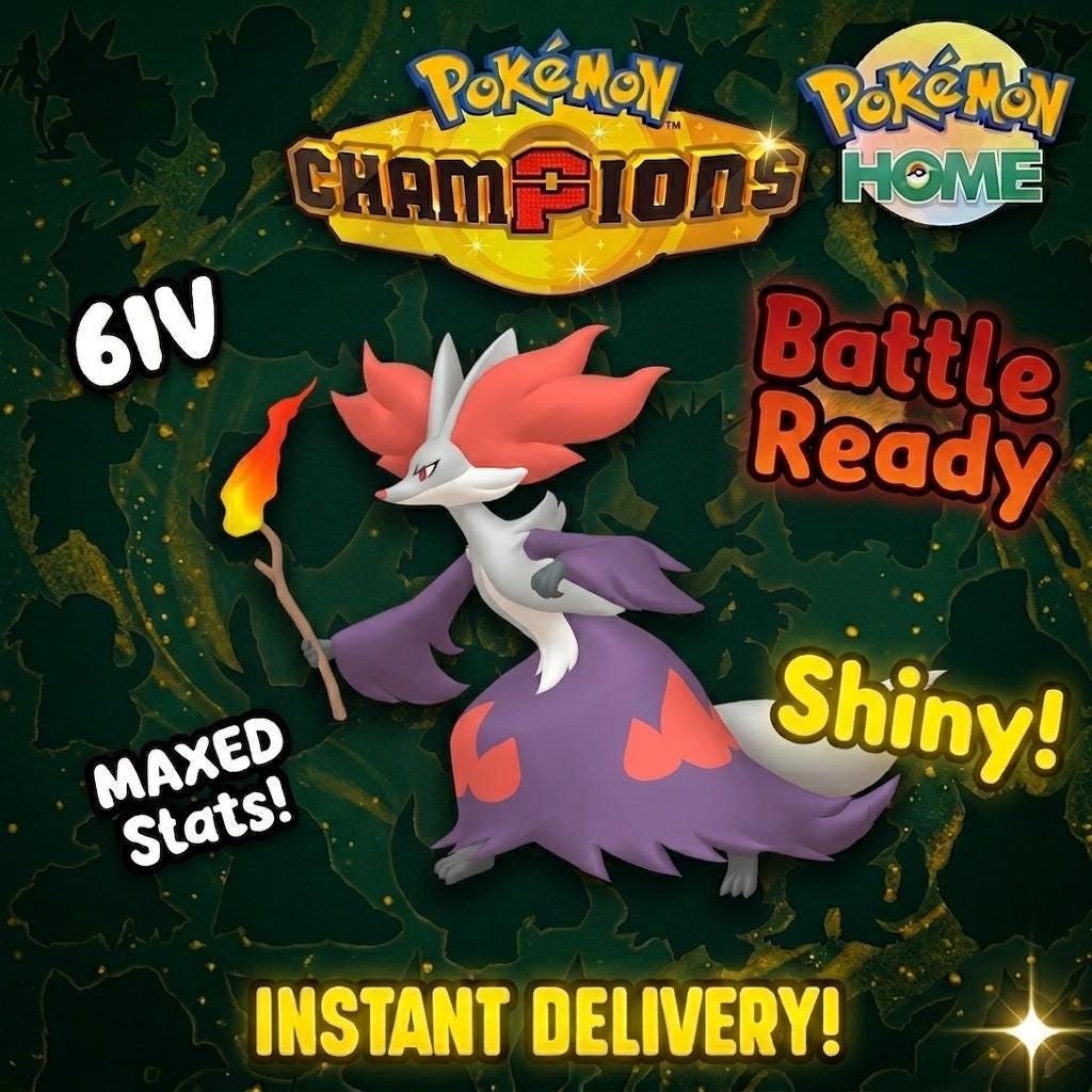 Shiny Delphox Pokémon Champions 6IV Competitive Battle Ready – Champions Pokémon card photo
