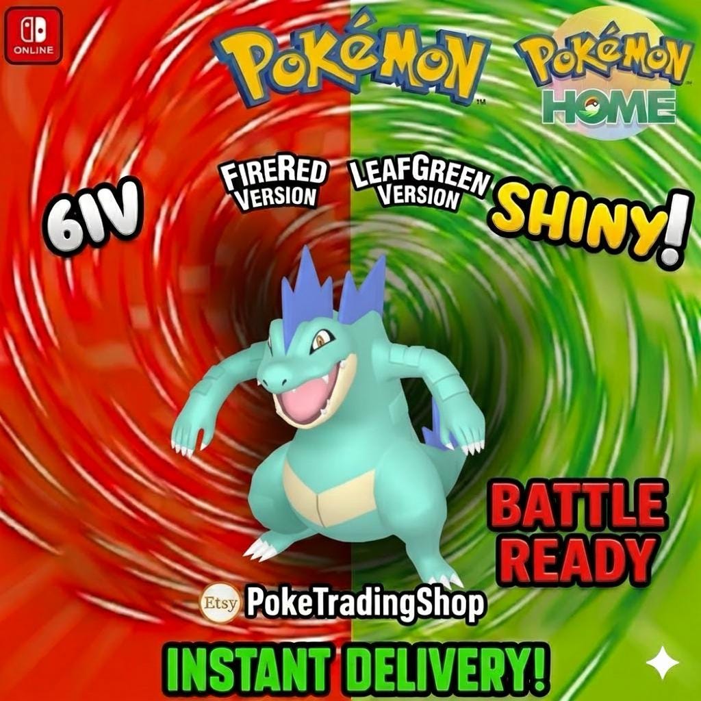 SHINY FERALIGATR Pokémon FireRed LeafGreen 6IV Competitive Battle Ready Pokémon card photo