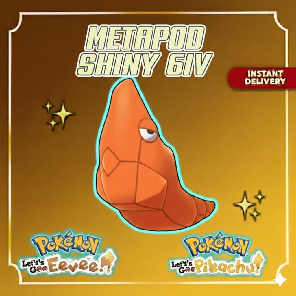 Shiny METAPOD Pokémon Lets Go Pikachu Eevee 6IV Competitive Battle Ready – Pokémon Let's Go Pokémon card photo