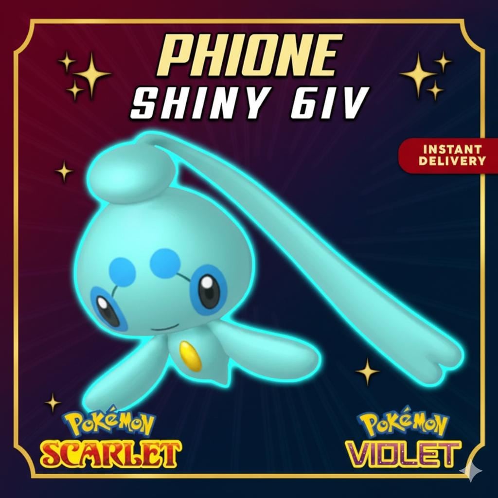 Foto de la carta Pokémon Shiny PHIONE Pokémon Escarlata Púrpura 6IV Listo para el Combate Competitivo
