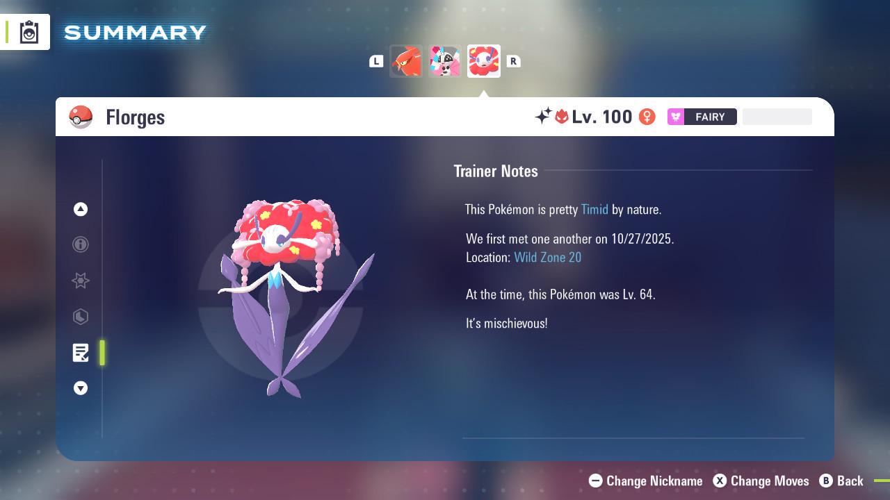 Foto de la carta Pokémon Shiny Alpha Florges Rojo Pokémon Legends ZA 6IV Listo para la Batalla Competitiva 4