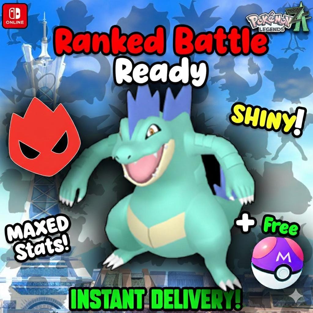 Foto de la carta Pokémon Feraligatr Shiny Alpha Pokémon Legends ZA 6IV Competitivo Listo para la Batalla