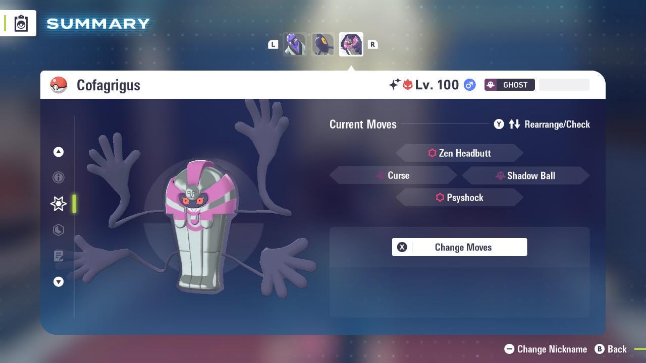 Foto de la carta Pokémon Cofagrigus Alfa Variocolor 6IV Competitivo Listo para la Batalla 3
