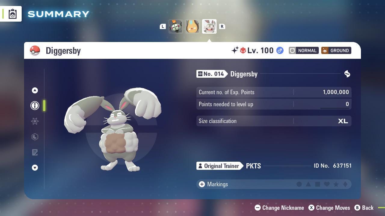 Foto de la carta Pokémon Shiny Alpha Diggersby Pokémon Legends ZA 6IV Listo para la batalla competitiva 2