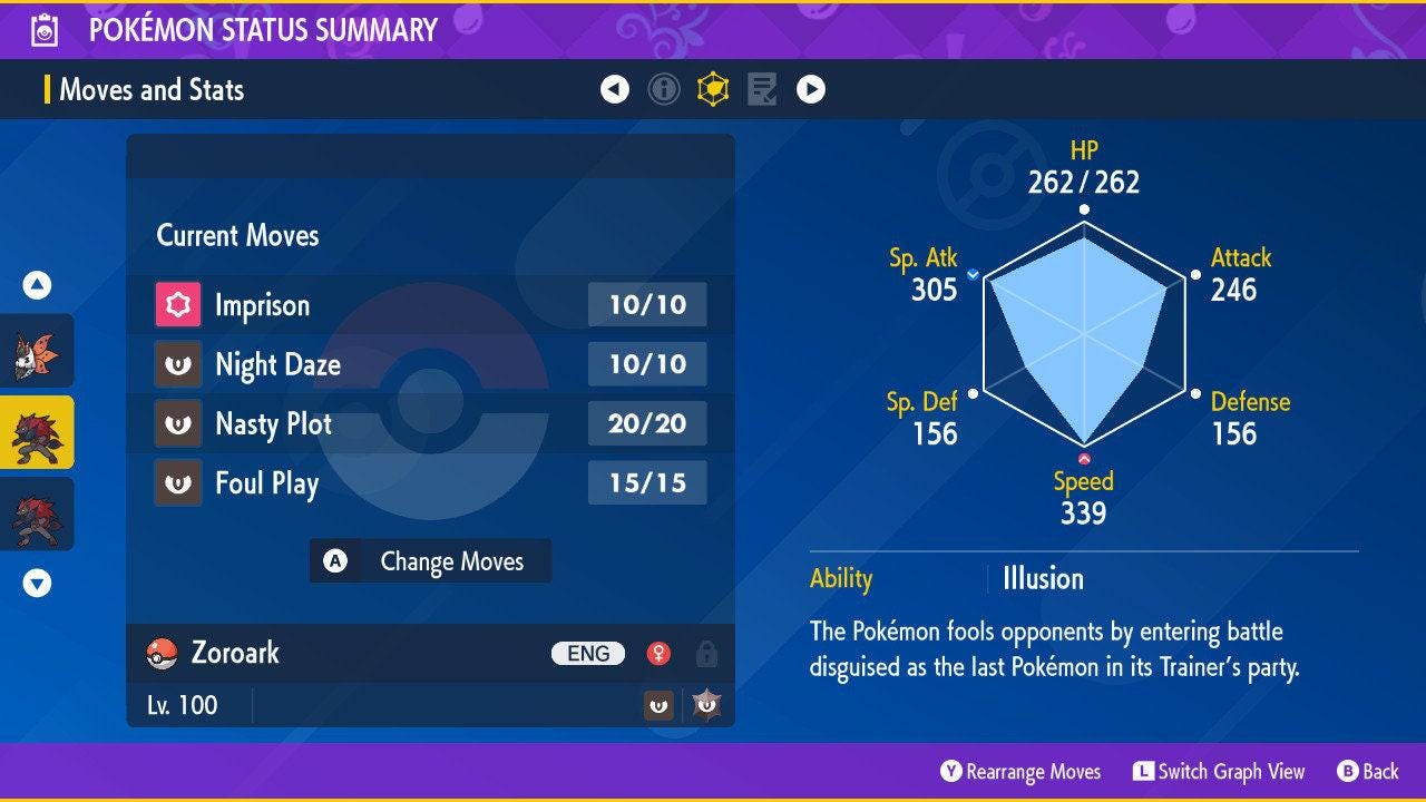 Shiny ZOROARK Pokémon Scarlet Violet 6IV Competitive Battle Ready Pokémon card photo 2