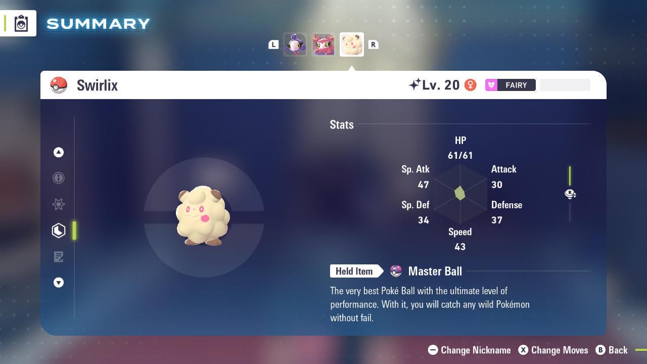 Shiny SWIRLIX Pokémon Legends ZA 6IV Competitive Battle Ready Pokémon card photo