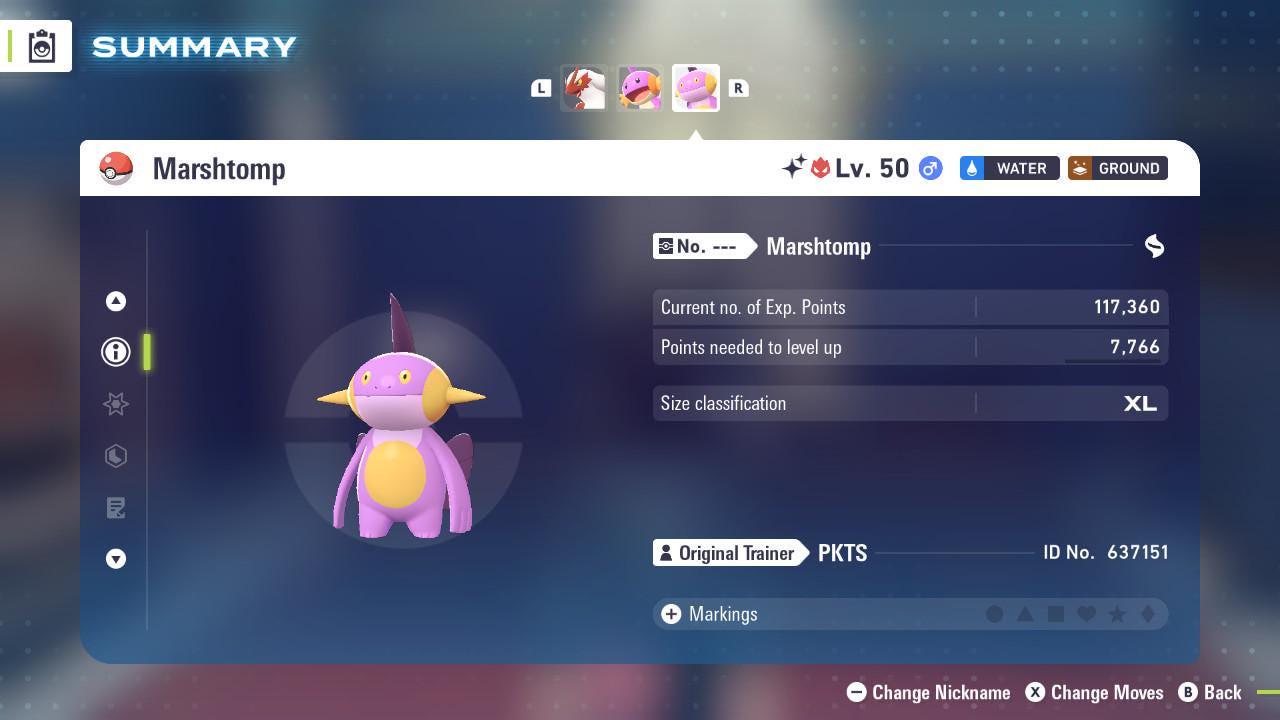Foto de la carta Pokémon Shiny Alpha Marshtomp Pokémon Legends ZA 6IV Listo para la Batalla Competitiva 2