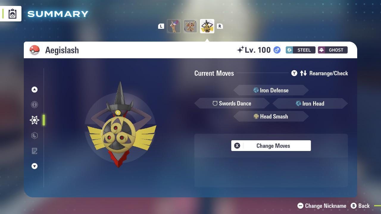 Foto de la carta Pokémon AEGISLASH variocolor Pokémon Legends ZA 6IV Listo para el Combate Competitivo 4