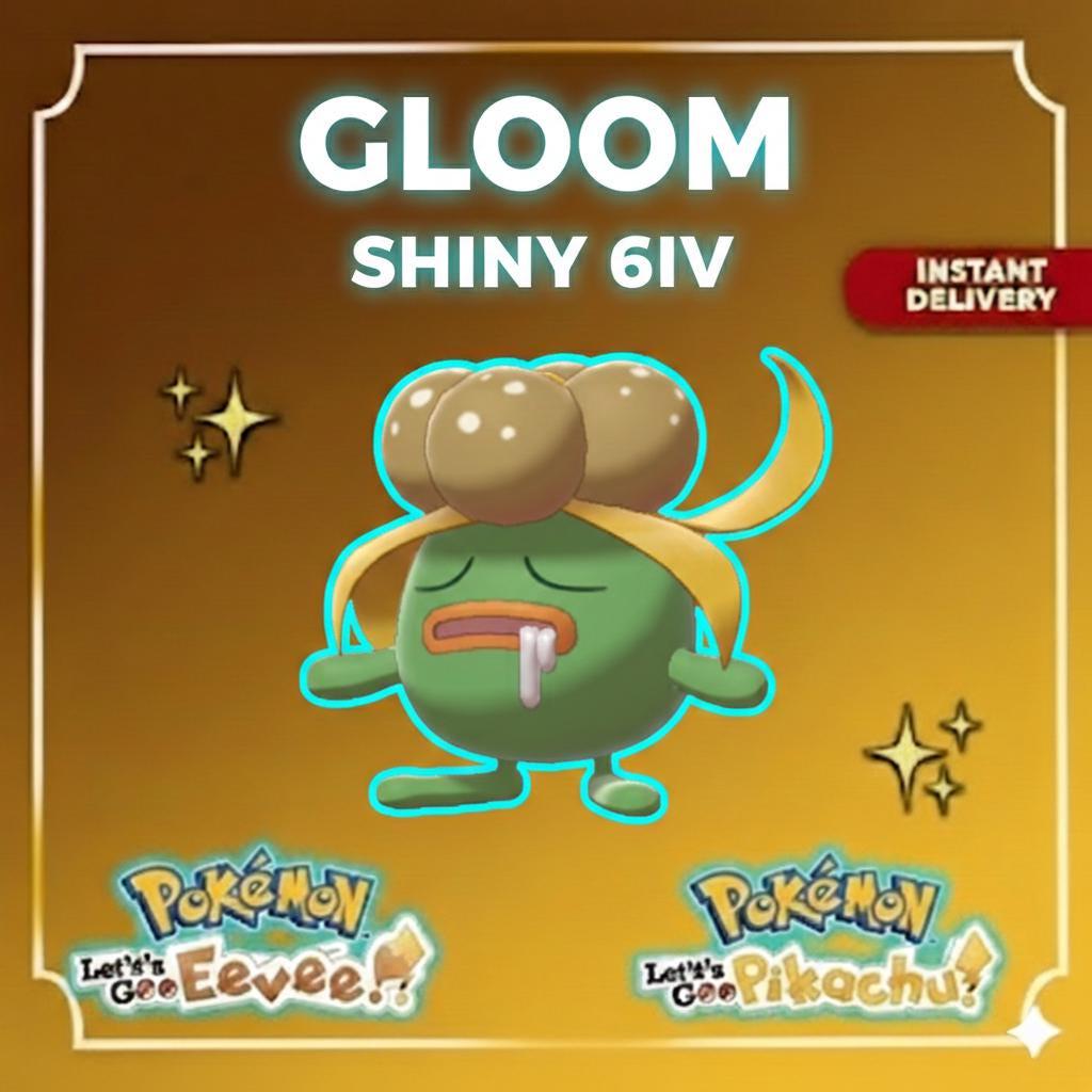 Shiny GLOOM Pokémon Lets Go Pikachu Eevee 6IV Competitive Battle Ready – Pokémon Let's Go Pokémon card photo