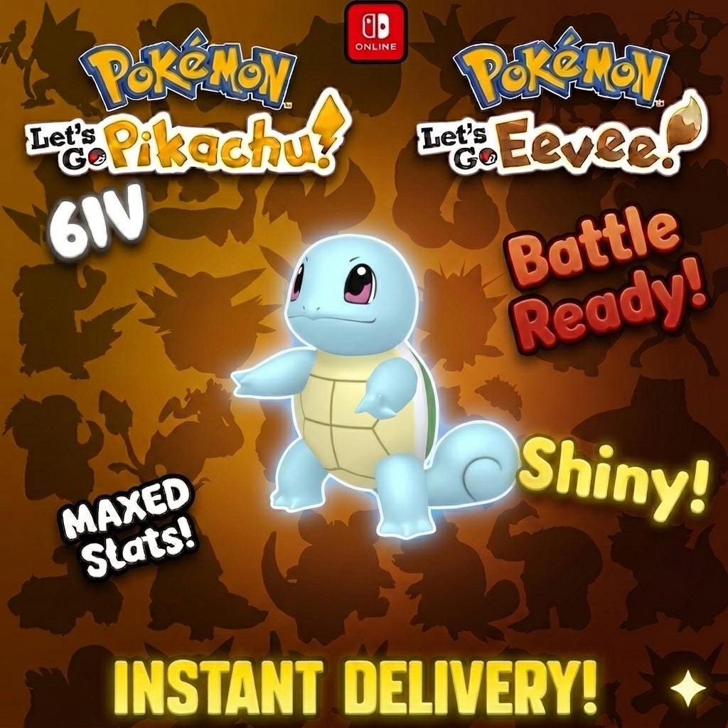 Shiny Squirtle Lets Go Pikachu Eevee 6IV Competitive Battle Ready – Pokémon Let's Go Pokémon card photo