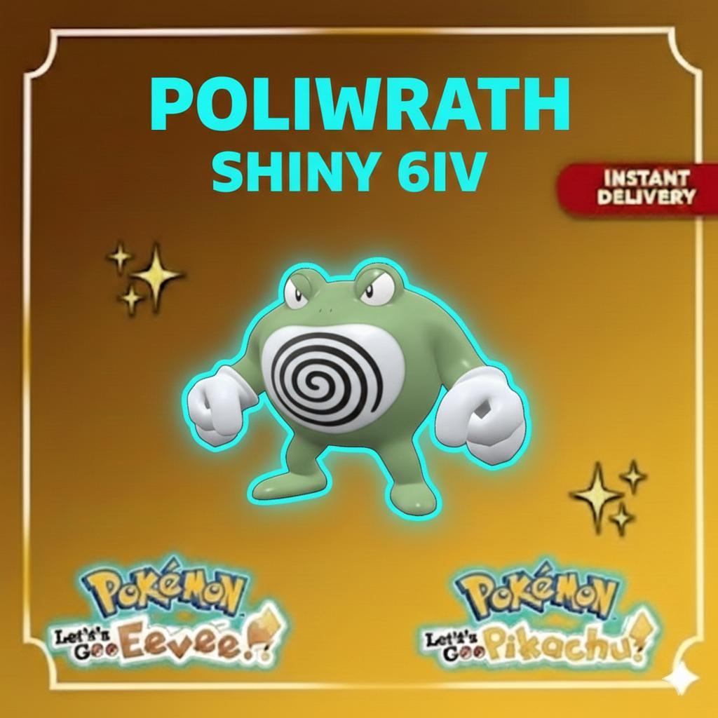 Shiny POLIWRATH Pokémon Lets Go Pikachu Eevee 6IV Competitive Battle Ready – Pokémon Let's Go Pokémon card photo