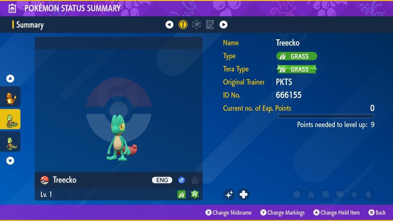 Shiny TREECKO Pokémon Scarlet and Violet 6IV Competitive Battle Ready – Scarlet & Violet Pokémon card photo