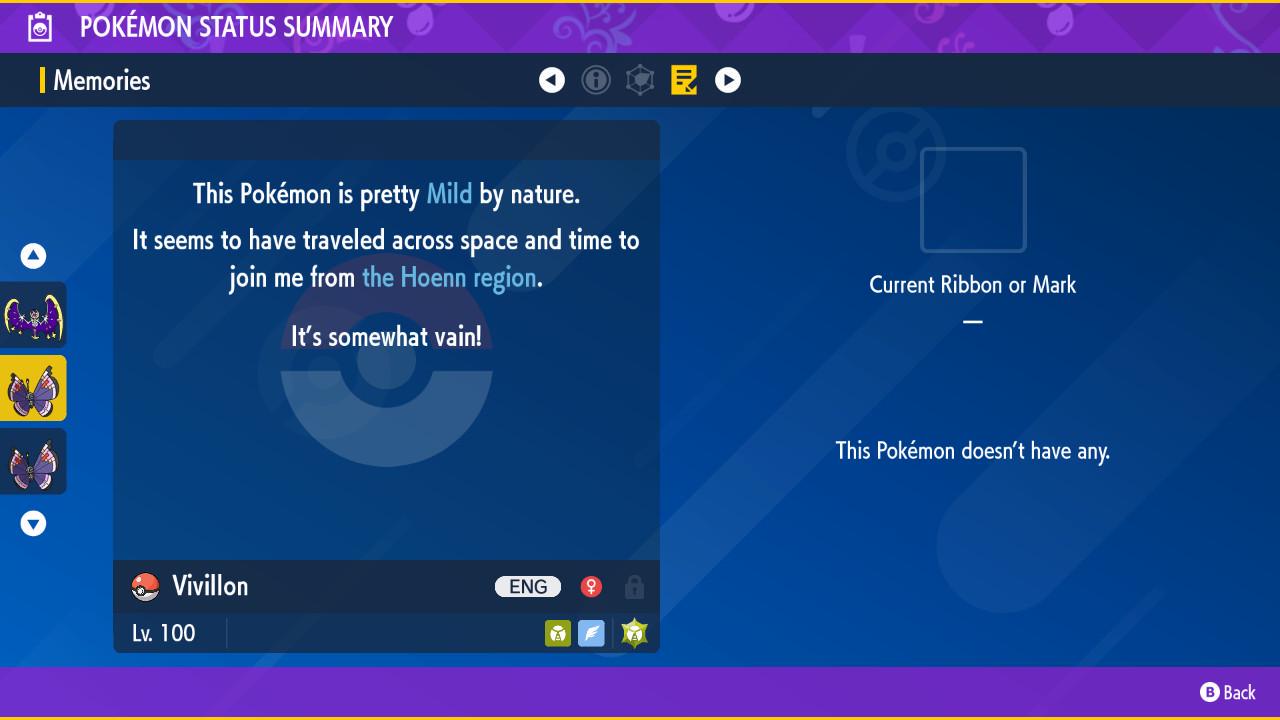 Foto de la carta Pokémon VIVILLON Elegante Variocolor Pokémon Escarlata y Púrpura 6IV Pokémon Competitivo Listo para la batalla Regalo Shiny Switch 2 3