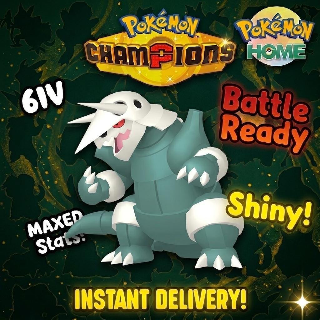 Shiny Aggron Pokémon Champions 6IV Competitive Battle Ready – Champions Pokémon card photo
