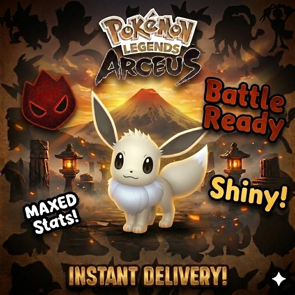 Shiny Alpha Eevee Pokemon Legends Arceus 6IV Competitive Battle Ready – Legends Arceus Pokémon card photo