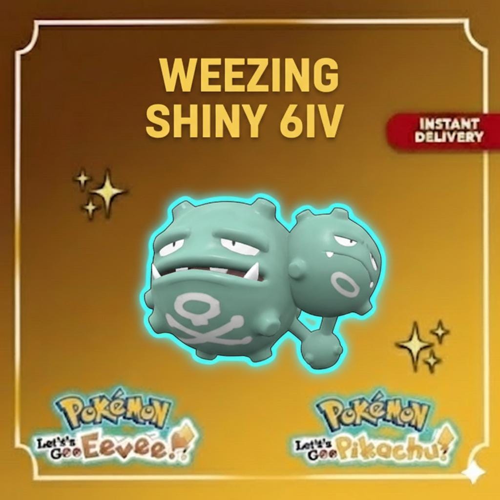 Shiny Weezing Lets Go Pikachu Eevee 6IV Competitive Battle Ready – Pokémon Let's Go Pokémon card photo