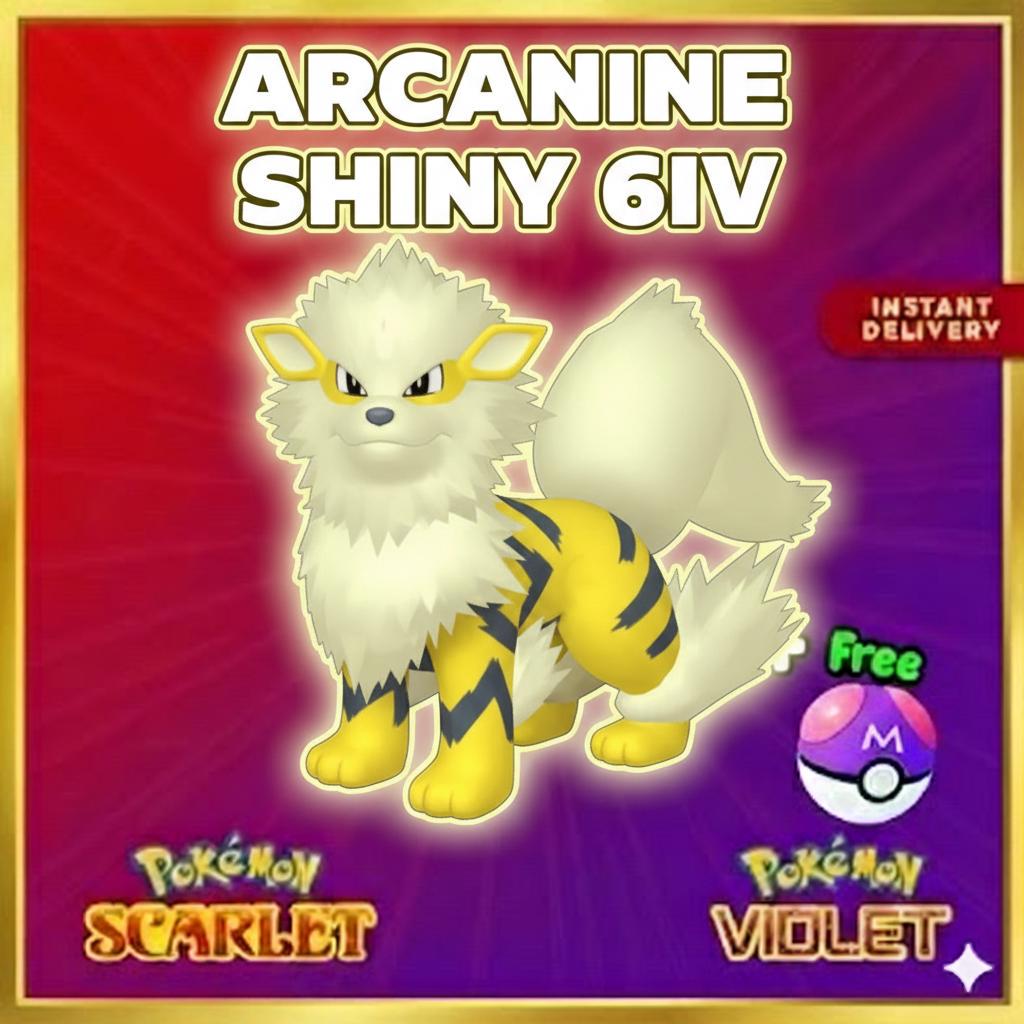 Shiny ARCANINE Pokémon Scarlet Violet 6IV Competitive Battle Ready – Scarlet & Violet Pokémon card photo