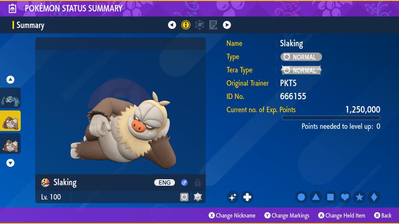 Foto de la carta Pokémon SLAKING variocolor Pokémon Escarlata Púrpura 6IV competitivo listo para la batalla
