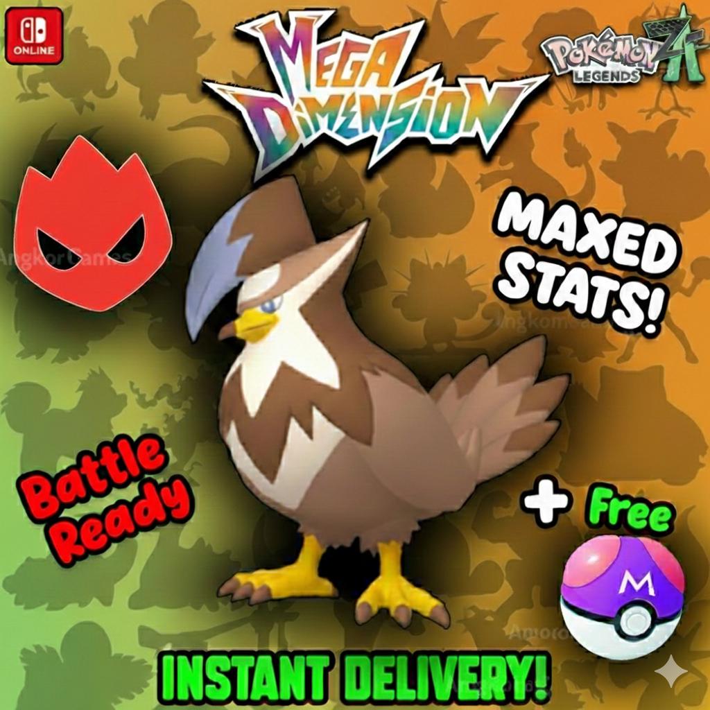 Foto de la carta Pokémon Staraptor Alfa Variocolor Pokémon Legends ZA DLC Mega Dimension 6IV Competitivo Listo para la Batalla