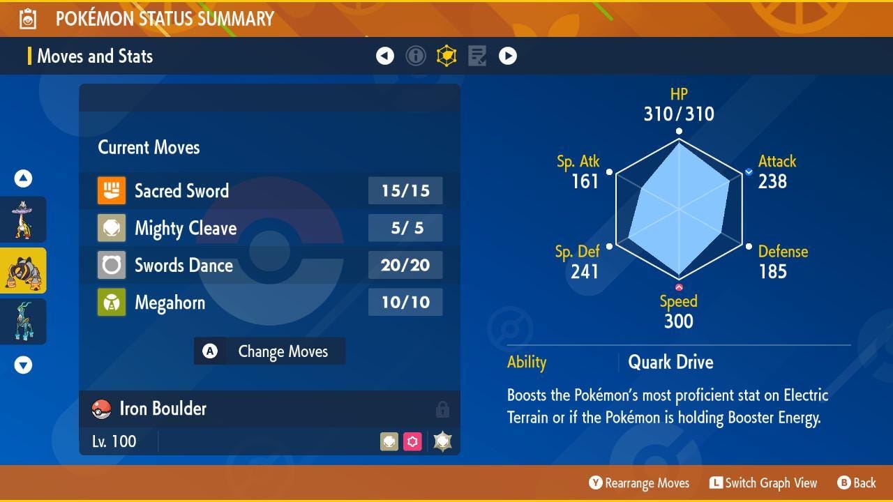 Non Shiny IRON BOULDER Ev Trained Scarlet Violet Pokémon Battle Ready Competitive Free Bonus Shiny Fast Delivery Pokémon card photo 3