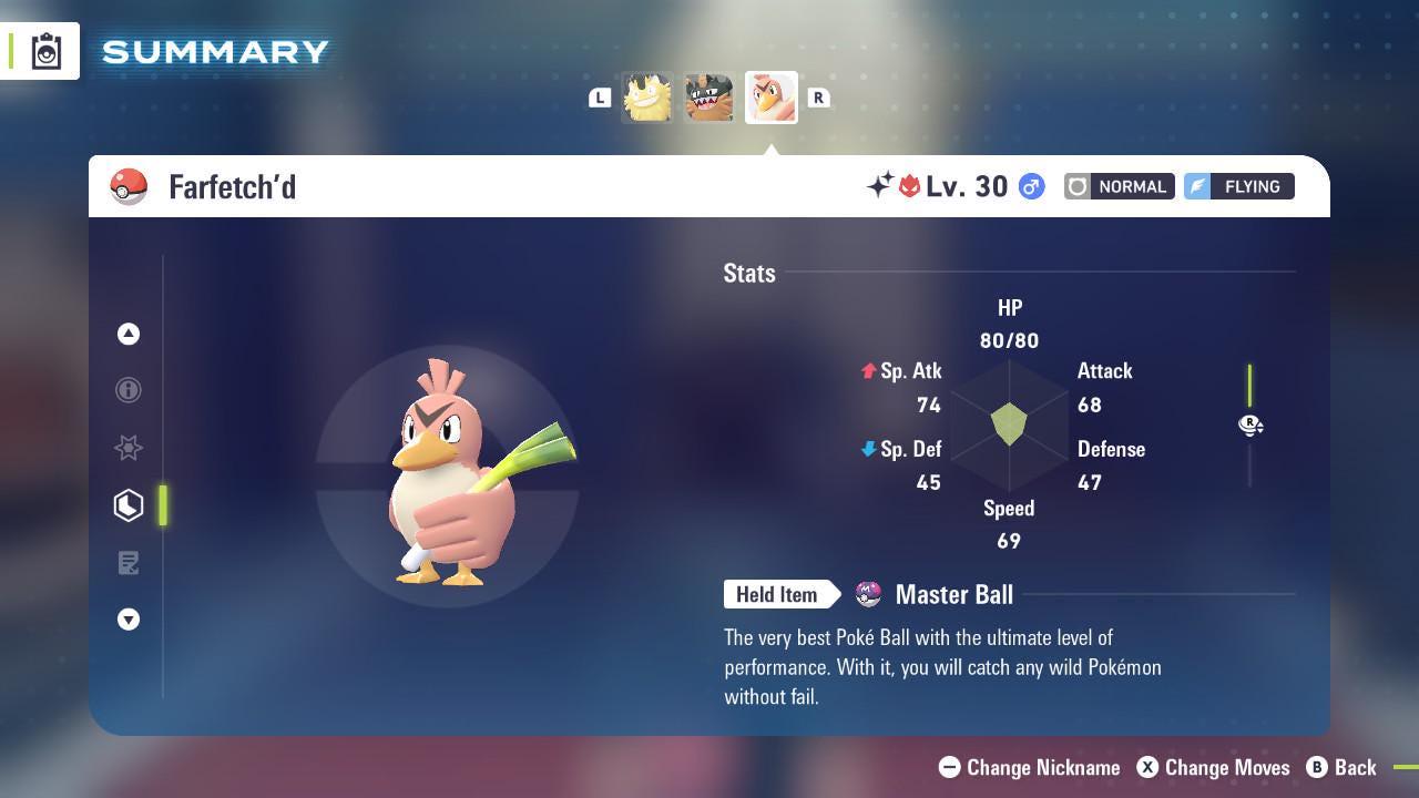 Shiny Alpha Farfetch'd Pokémon Legends ZA 6IV Competitive Battle Ready Pokémon card photo