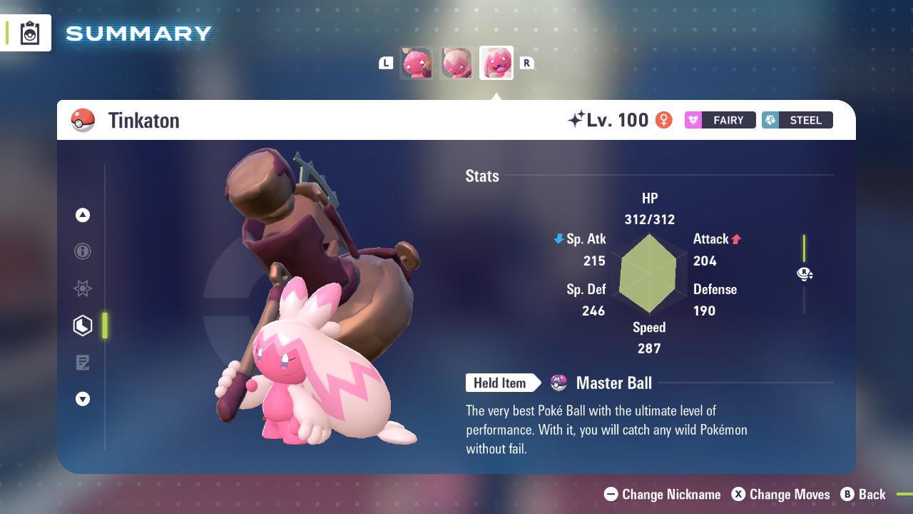 Shiny Tinkaton Pokemon Legends ZA Mega Dimension DLC 6IV Competitive Battle Ready Pokémon card photo 2