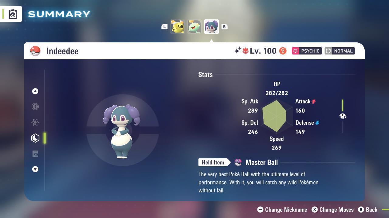 Shiny Alpha Indeedee Pokemon Legends Za Mega Dimension DLC 6IV Competitive Battle Ready Pokémon card photo