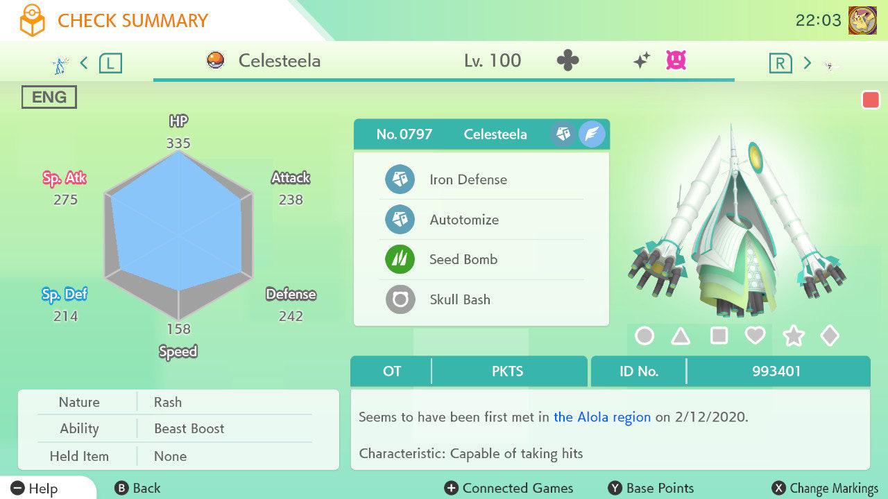 Shiny CELESTEELA Pokémon HOME 6IV Competitive Battle Ready – Pokémon HOME Transfers Pokémon card photo
