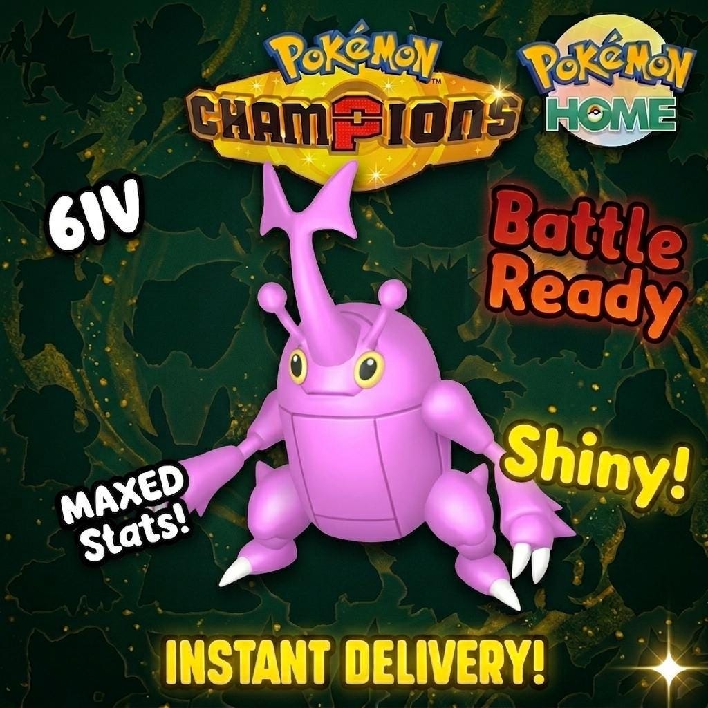 Shiny Heracross Pokémon Champions 6IV Competitive Battle Ready – Champions Pokémon card photo
