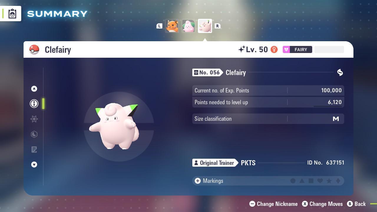 Foto de la carta Pokémon CLEFAIRY Shiny Pokémon Leyendas ZA 6IV Competitivo Listo para la Batalla 2