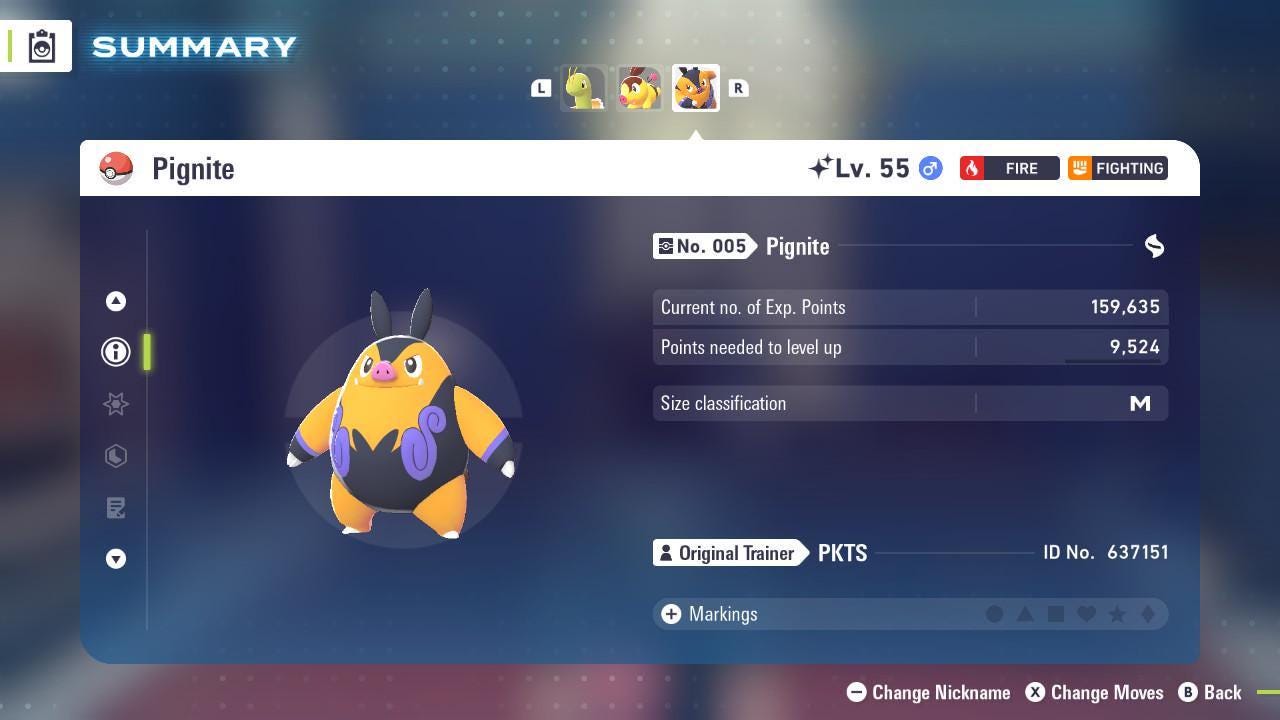 Foto de la carta Pokémon Shiny PIGNITE Pokémon Legends ZA 6IV Listo para la Batalla Competitiva 2