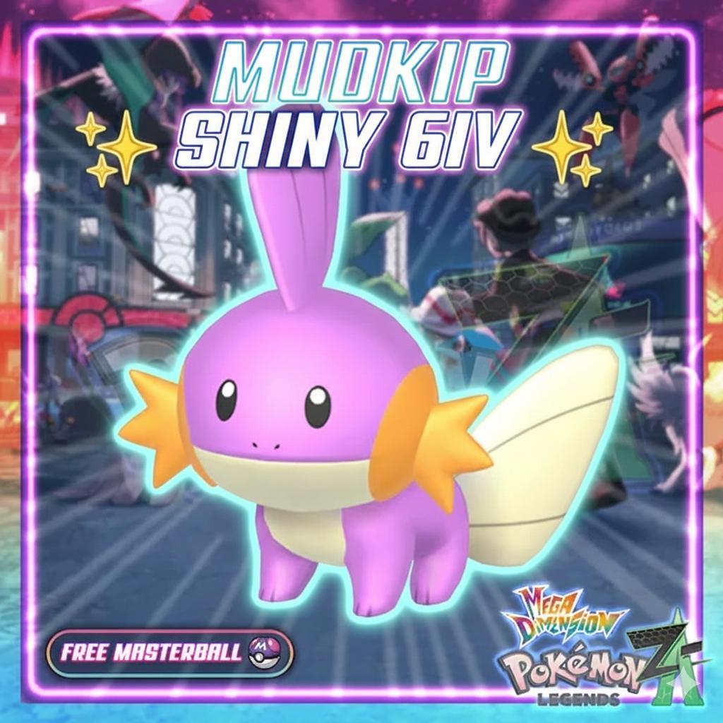 Shiny Mudkip Pokemon Legends ZA Mega Dimension DLC 6IV Competitive Battle Ready – Pokémon Legends Z-A Pokémon card photo