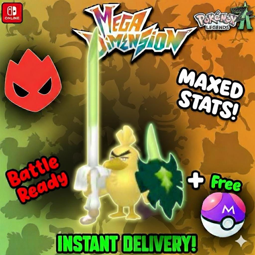 Alpha Sirfetch’d Shiny 6IV Pokemon Legends ZA Mega Dimension DLC Pokemon Legends Za Mega Dimension DLC 6IV Competitive Battle Ready – Pokémon Legends Z-A Pokémon card photo