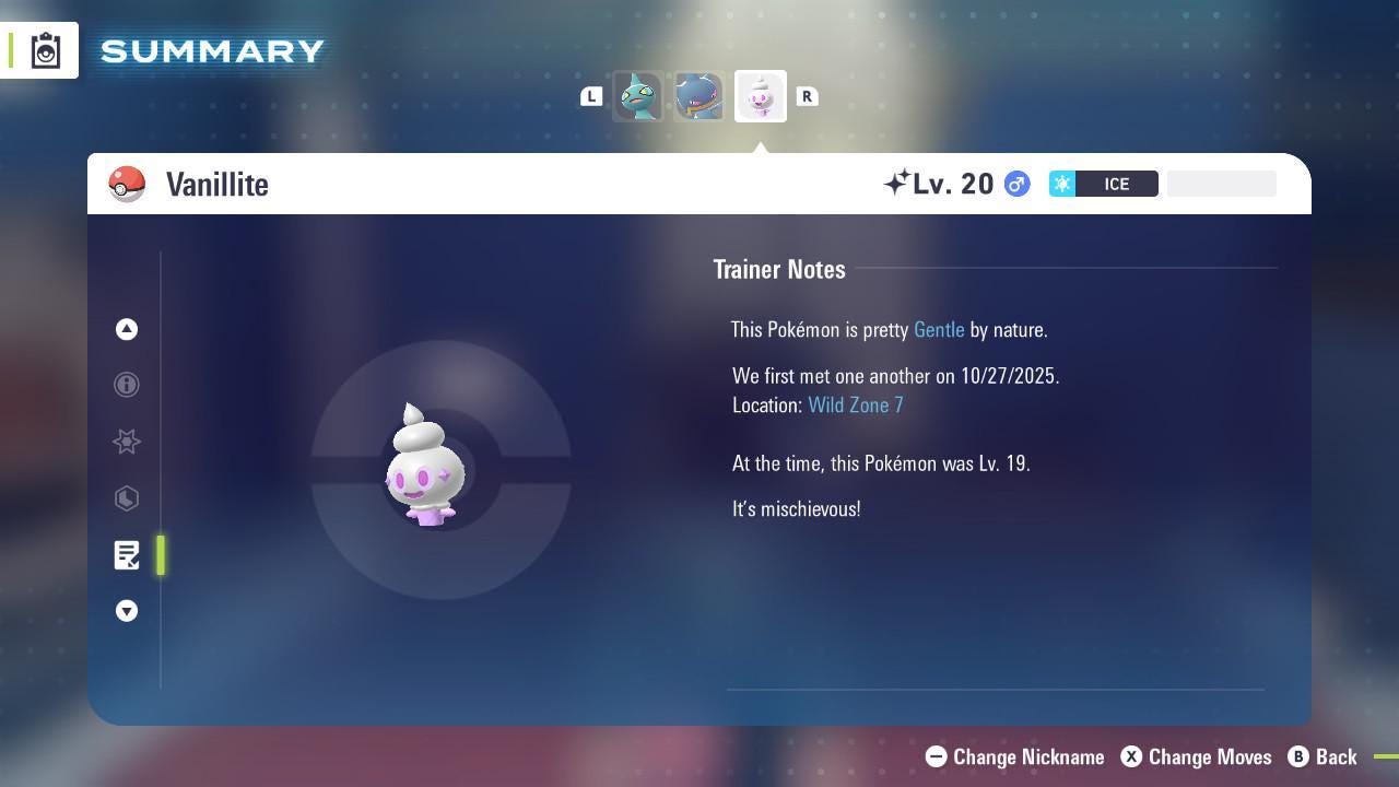 Foto de la carta Pokémon Shiny VANILLITE Pokémon Legends ZA 6IV Listo para el Combate Competitivo 4