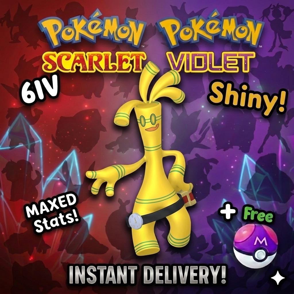 Foto de la carta Pokémon Shiny GHOLDENGO Entrenado en EVs Escarlata Violeta Pokémon Listo para la Batalla Competitivo + Shiny de Regalo Entrega Rápida