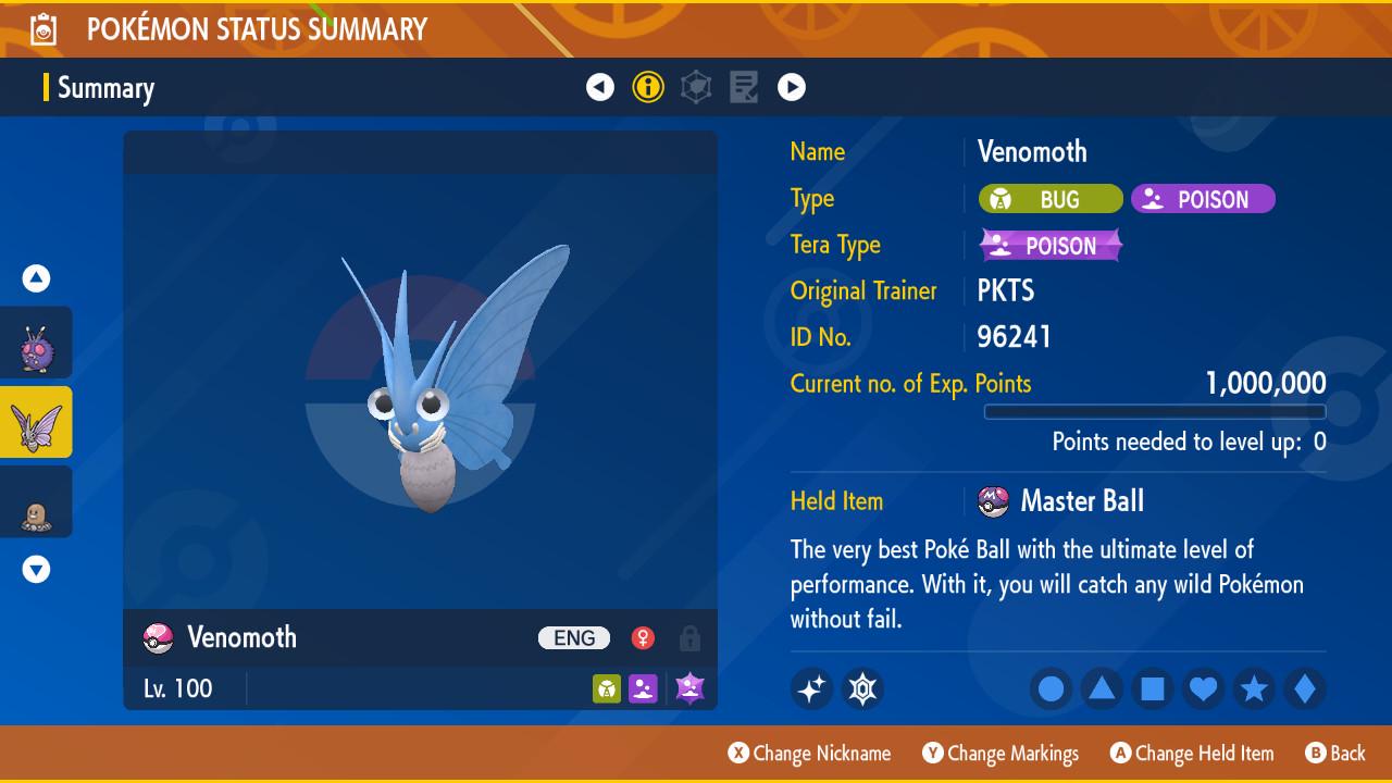 Pokemon Scarlet and Violet Shiny VENOMOTH 6IV Competitive Battle Ready Pokémon card photo 2