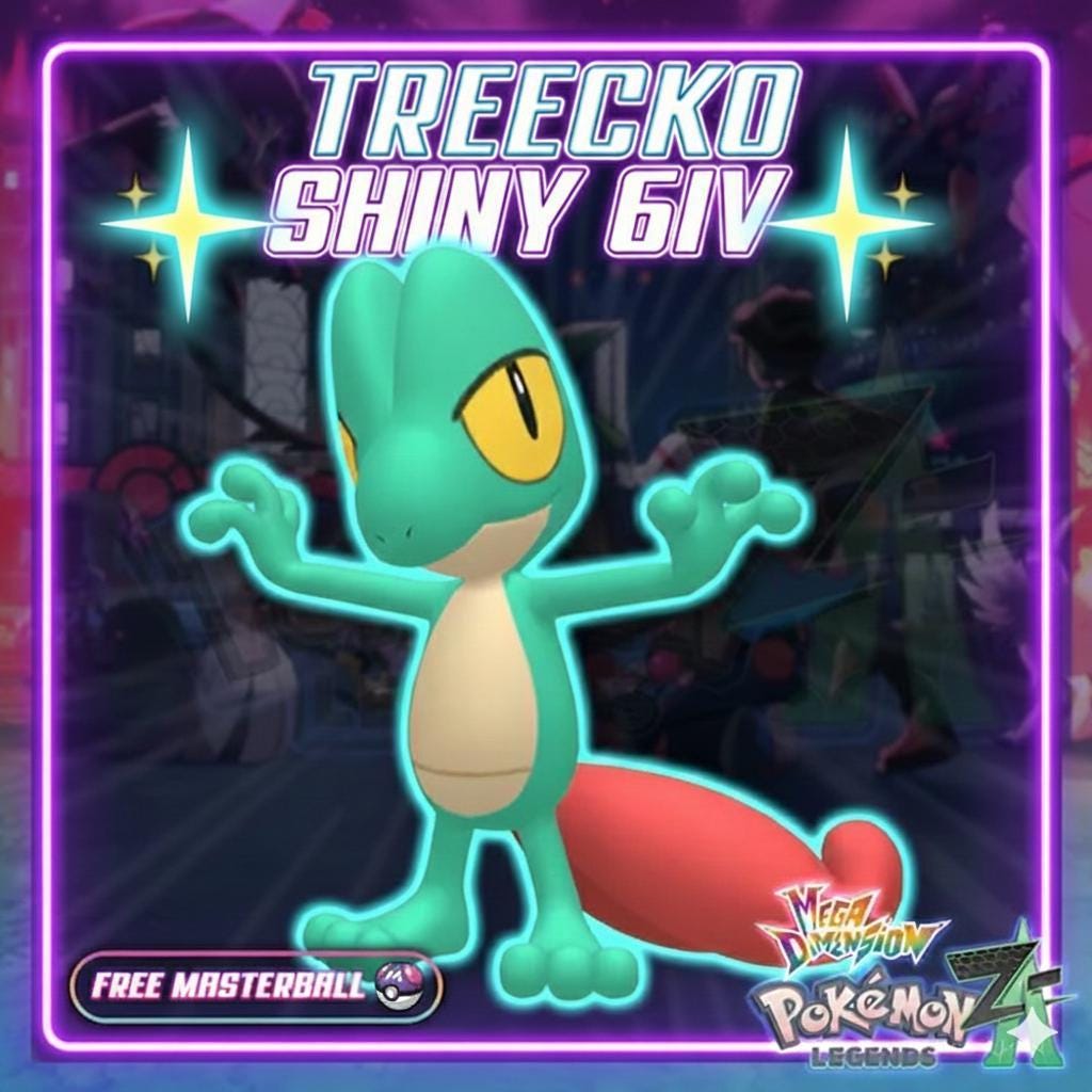 Foto de la carta Pokémon Treecko Variocolor Pokémon Legends ZA DLC Mega Dimension 6IV Listo para el Combate Competitivo