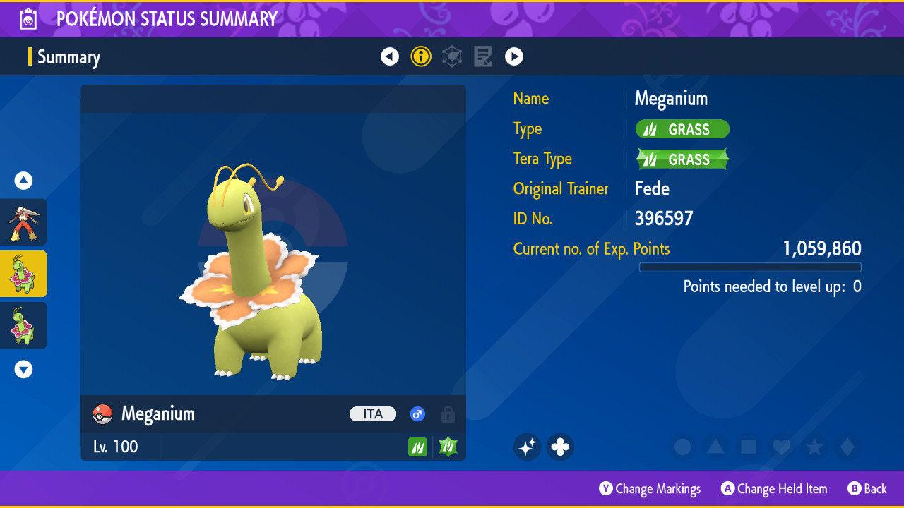 Shiny MEGANIUM Pokémon Scarlet and Violet 6IV Competitive Battle Ready Pokémon card photo 2