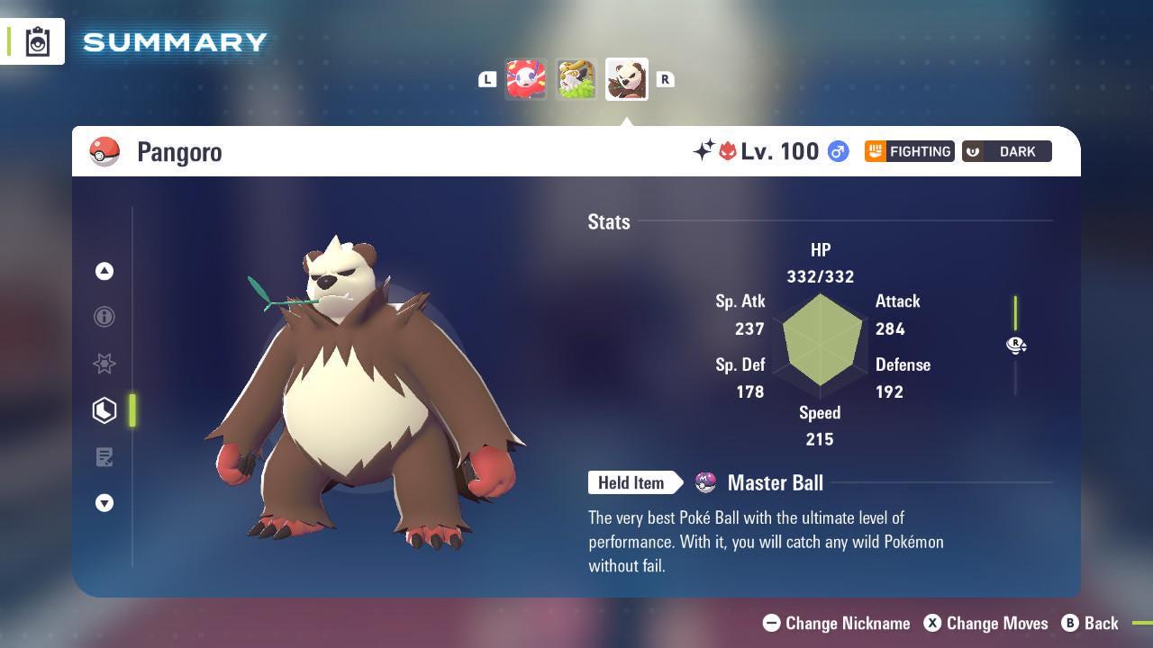 Shiny Alpha Pangoro Pokémon Legends ZA 6IV Competitive Battle Ready Pokémon card photo