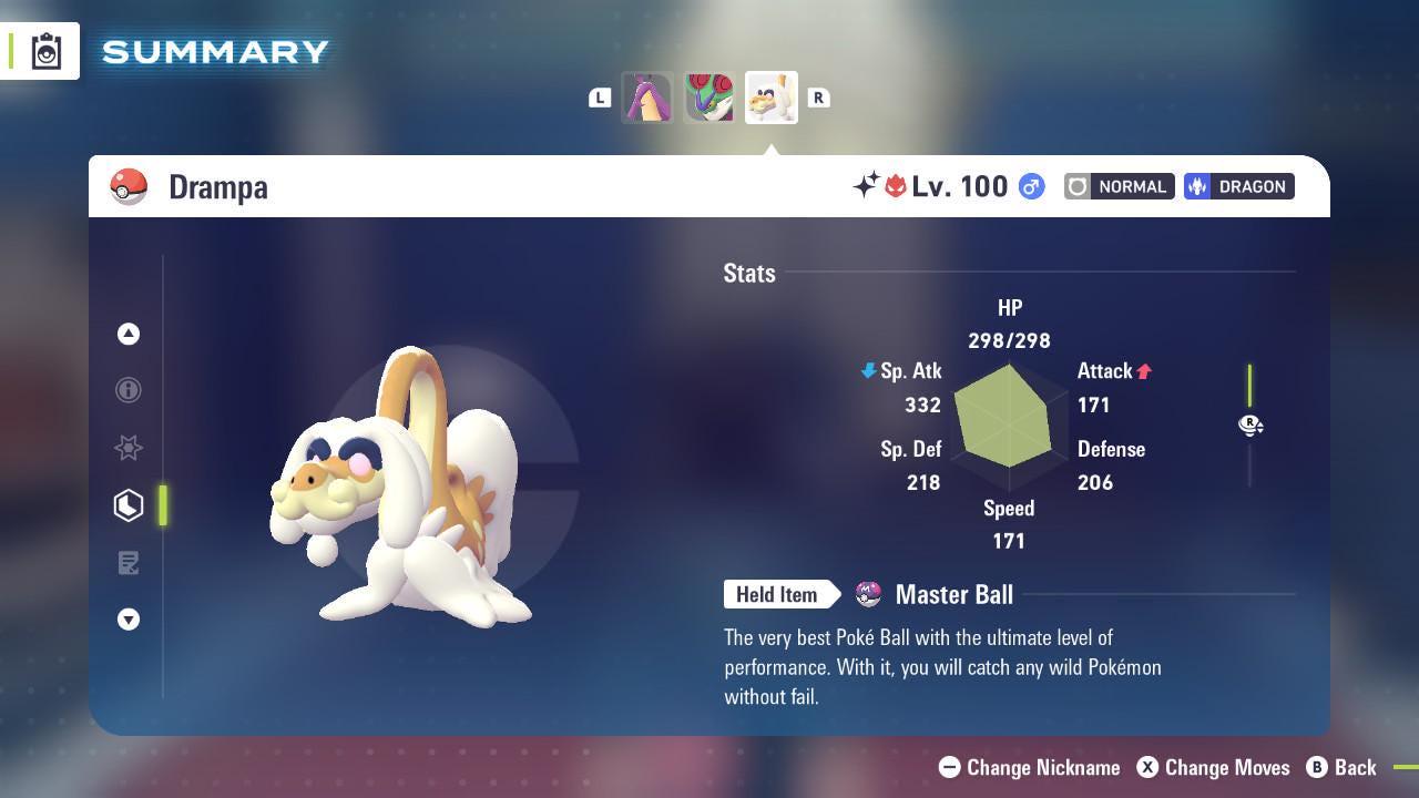 Shiny Alpha Drampa Pokémon Legends ZA 6IV Competitive Battle Ready Pokémon card photo 2