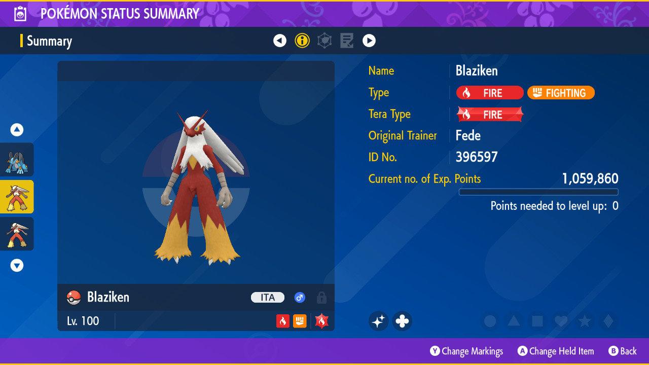 Shiny BLAZIKEN Pokémon Scarlet and Violet 6IV Competitive Battle Ready Pokémon card photo